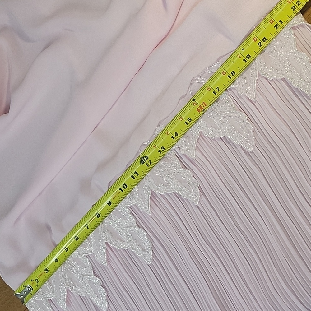 Patra Pink Dress Crinkle Skirt Irridescent Embroidered Leaf Design Womens 13-14 - Picture 12 of 15